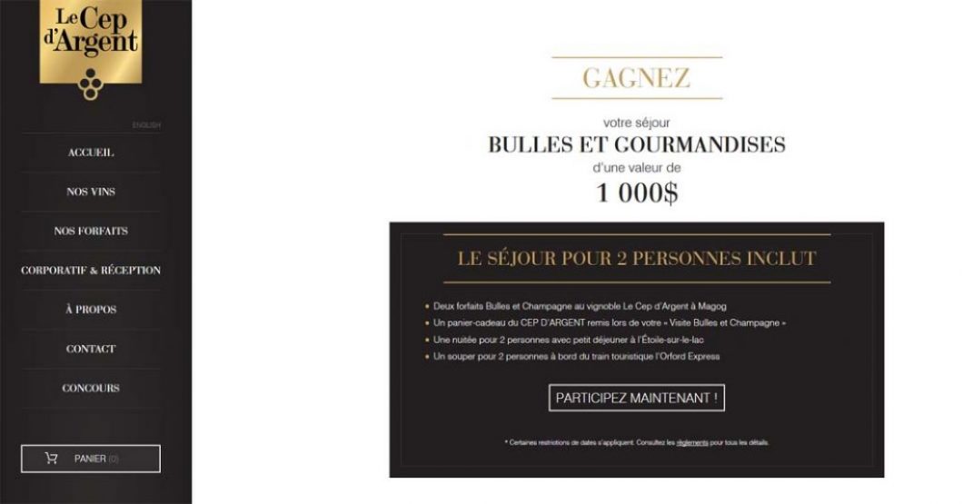 Concours Le CEP d'argent Séjour bulles et gourmandises d’une valeur de 1 000 $