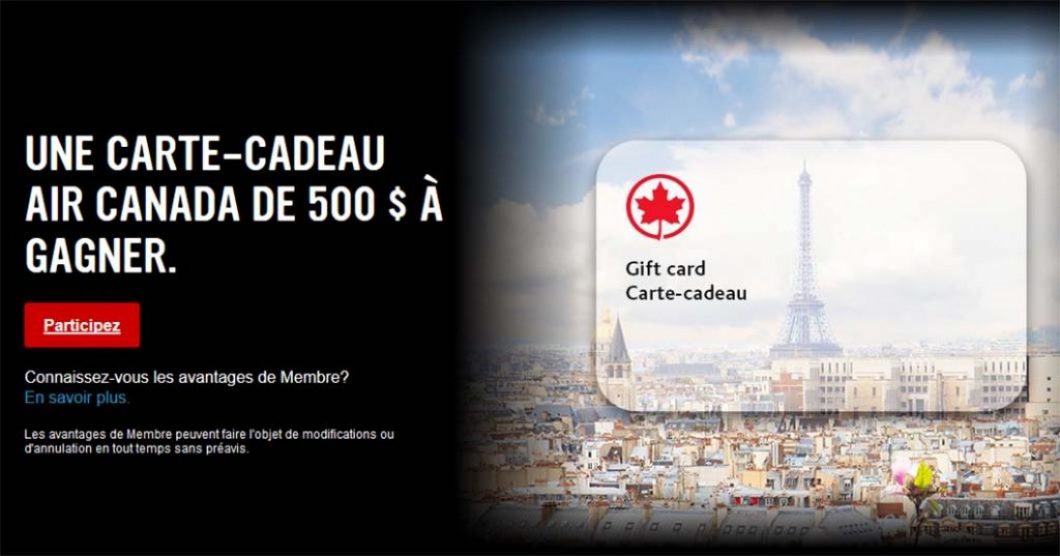 Concours Virgin Mobile Carte-cadeau Air Canada