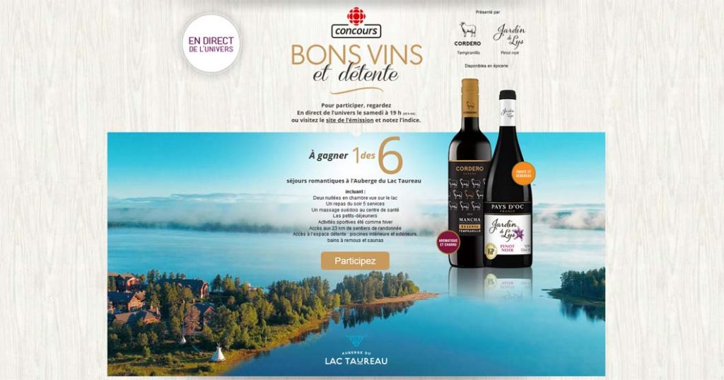 Concours Bons vins et détente En direct de l’univers à Radio-Canada