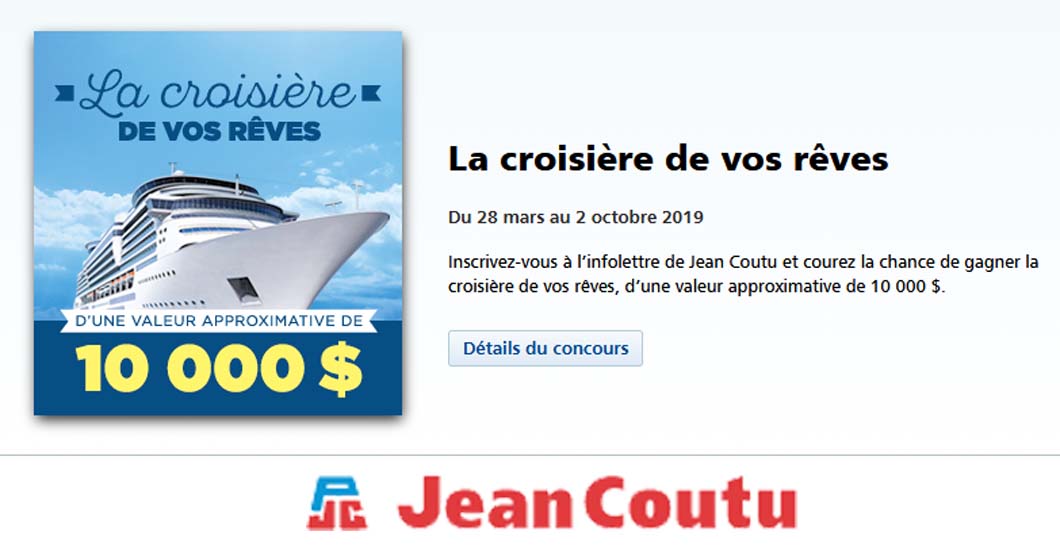 Concours Jean Coutu La croisière de vos rêves