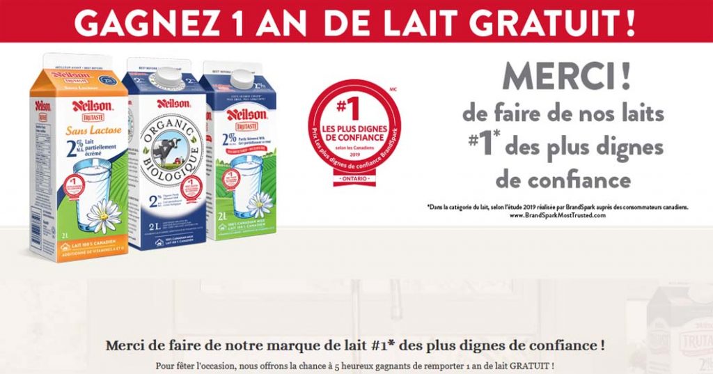 Concours Lait Neilson Gagnez 1 an de lait gratuit