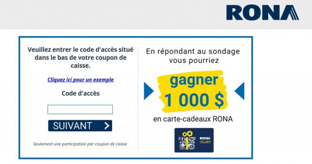 Concours Sondage Opinion Rona