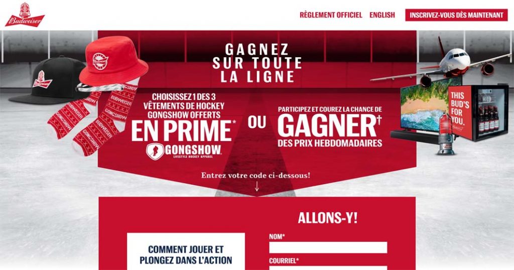 Concours Budweiser Gagnez sur toute la ligne