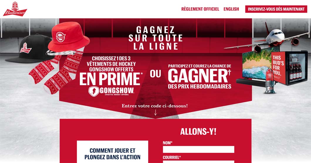 Concours Budweiser Gagnez sur toute la ligne