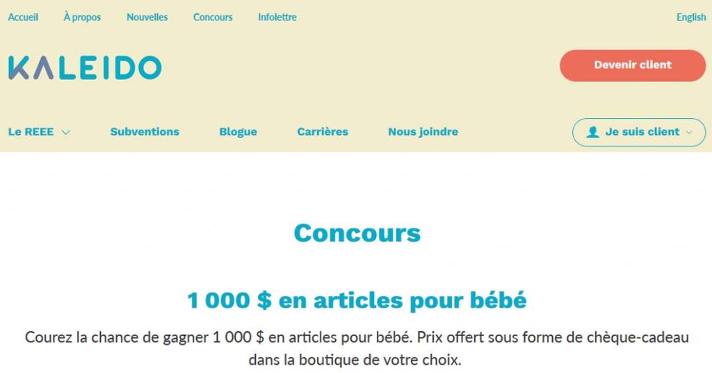 Concours Kaleido 1 000 $ en articles pour bébé