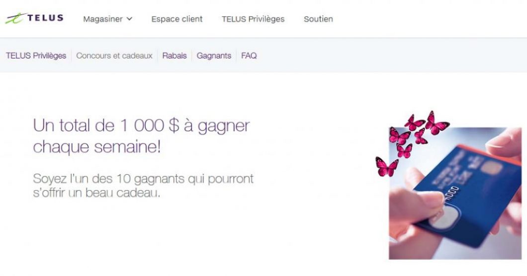 Concours Telus 1 000 $ à gagner chaque semaine