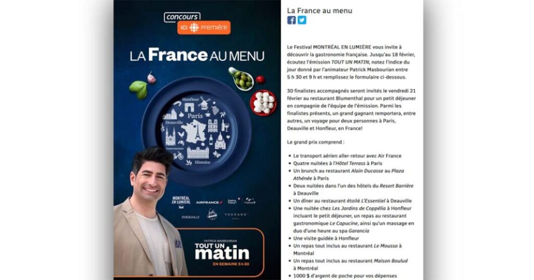 Concours Radio-Canada La France au menu