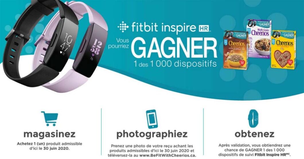 Concours Cheerios Fitbit Gagner un dispositif de suivi de mise en forme Fitbit Inspire HR