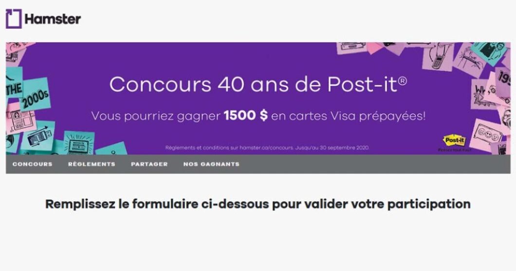 Concours Hamster 40 ans de Post-it