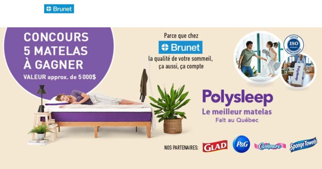 Concours Brunet Polysleep 5 matelas à gagner