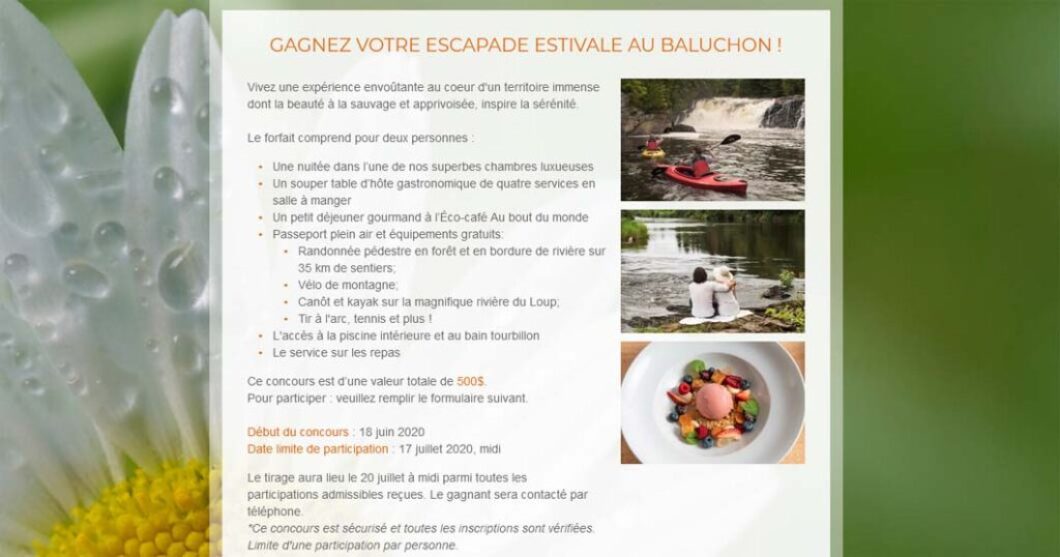 Concours Le Baluchon Gagnez votre escapade estivale