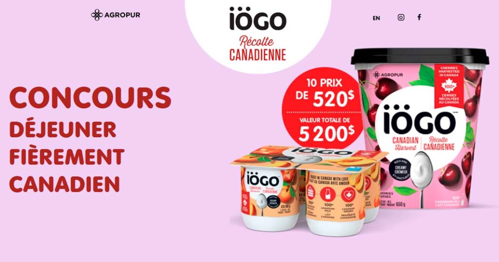 Concours iögo 1 an de yogourt à gagner