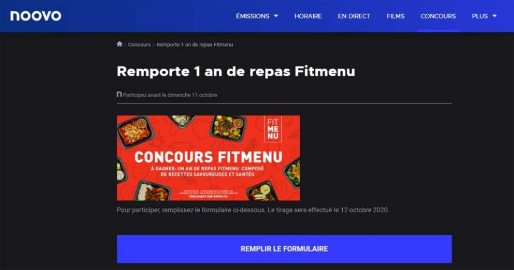 Concours Noovo Remporte 1 an de repas Fitmenu