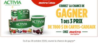 Concours Metro Danone Activia cartes-cadeaux de 7800$