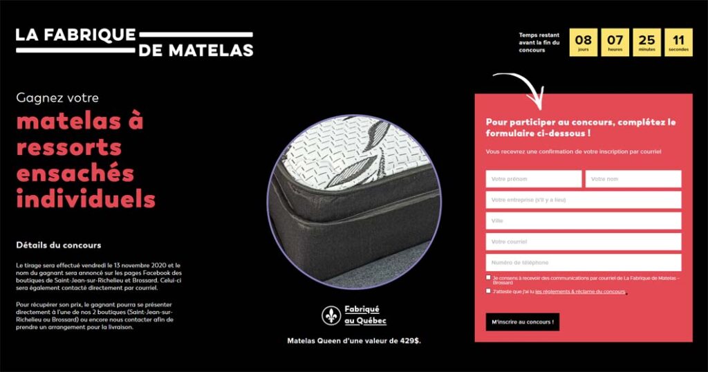 Concours La Fabrique de matelas de Brossard