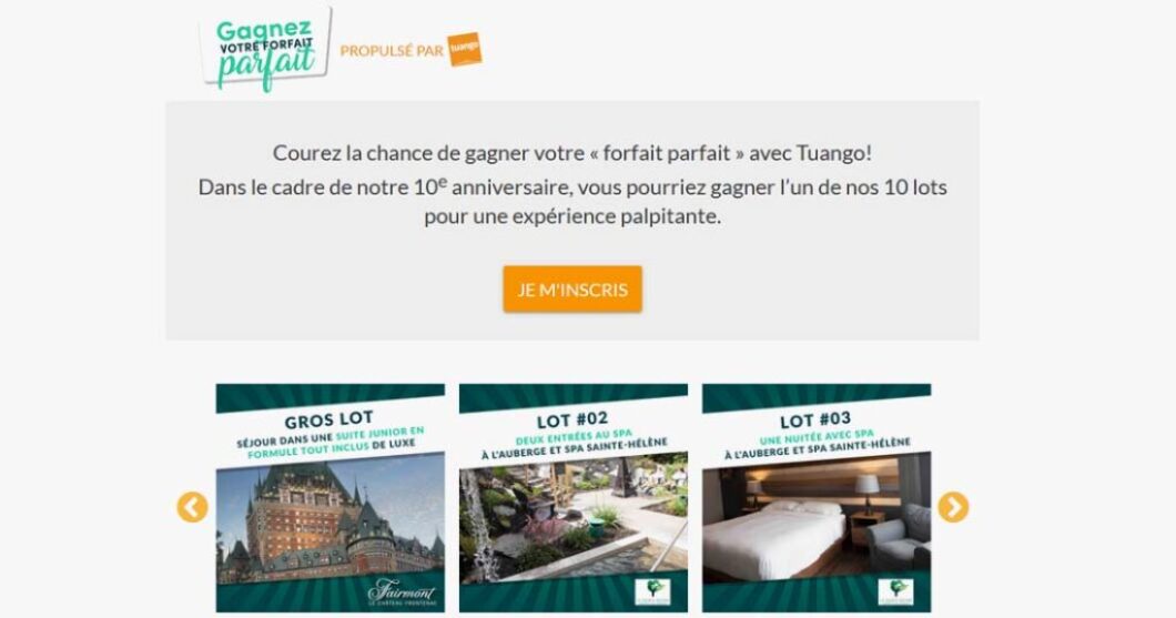 Concours Tuango Gagnez votre forfait parfait