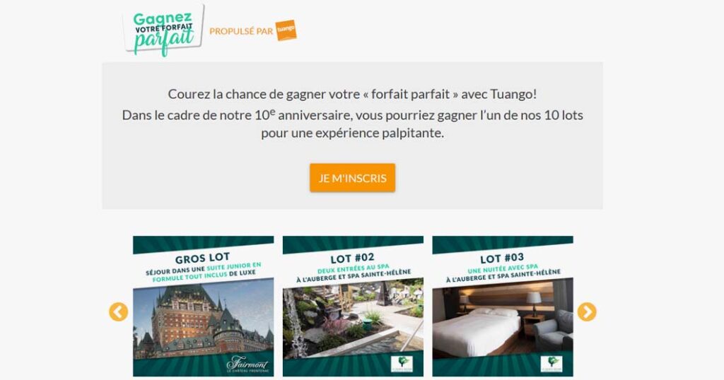 Concours Tuango Gagnez votre forfait parfait