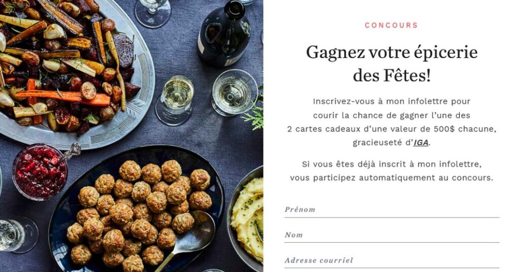 Concours Radio-Canada Savourer Gagnez votre épicerie des Fêtes avec IGA