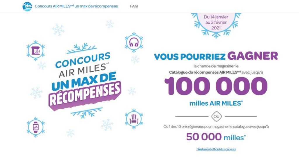 Concours Air Miles Un max de récompenses