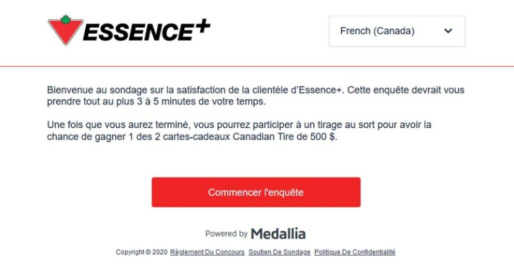 Concours sondage satisfaction clientèle Essence+ Canadian Tire