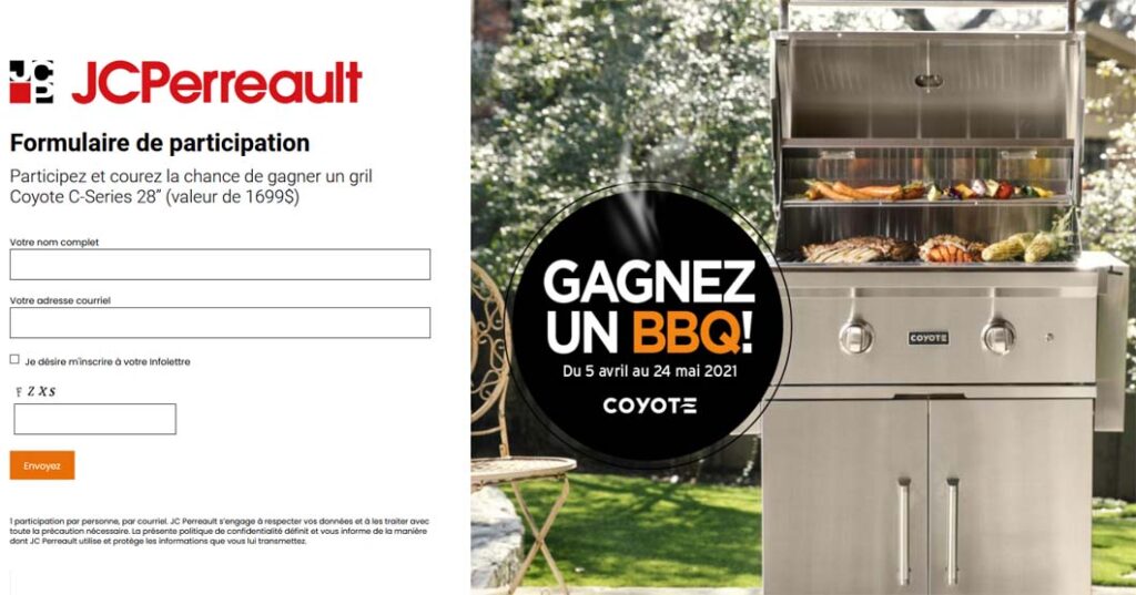 Concours JC Perreault Gagnez un BBQ Coyote