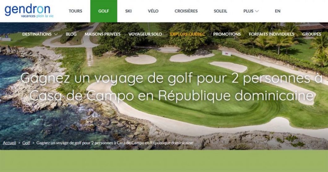 Concours Voyages Gendron Voyage de golf