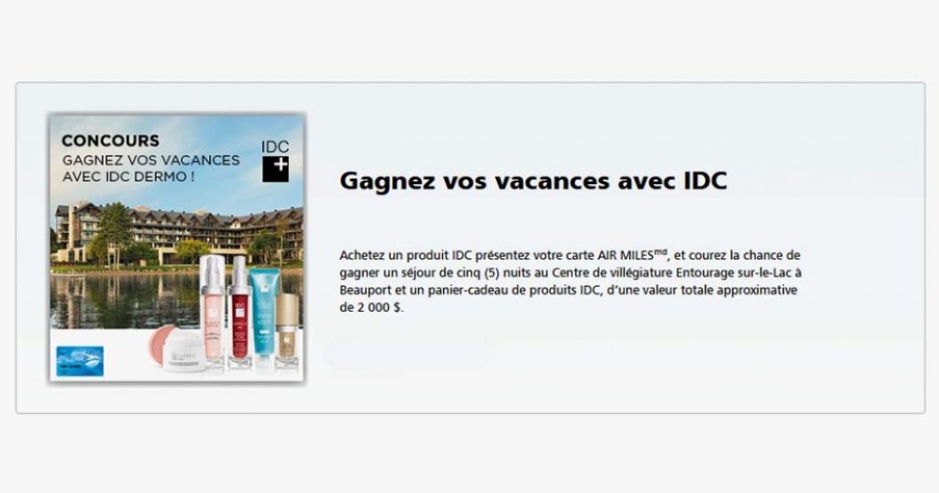 Concours Jean Coutu Gagnez vos vacances avec IDC