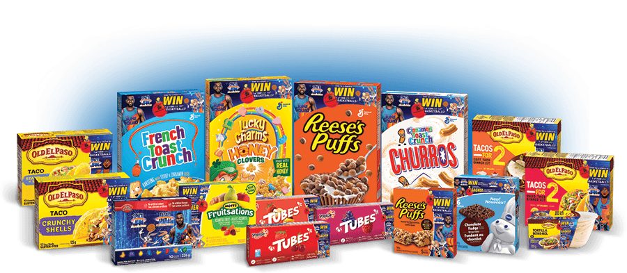 Produits du concours Basket Spatial "Space Jam" de General Mills