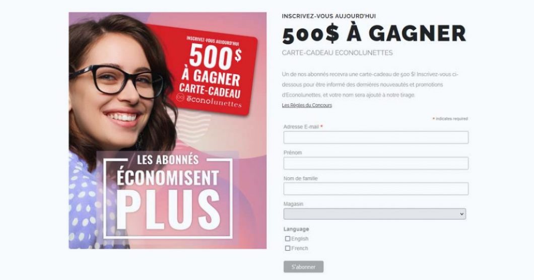 Concours Carte-cadeau EconoLunettes