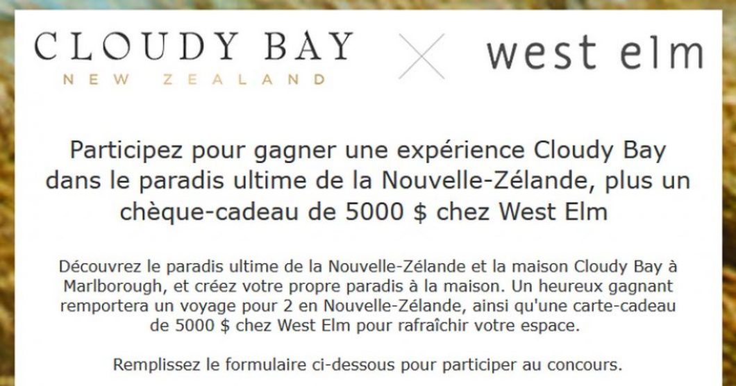 Concours Cloudy Bay X West Elm