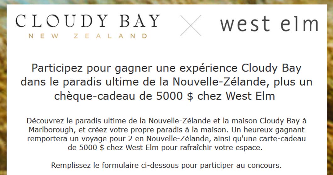 Concours Cloudy Bay X West Elm