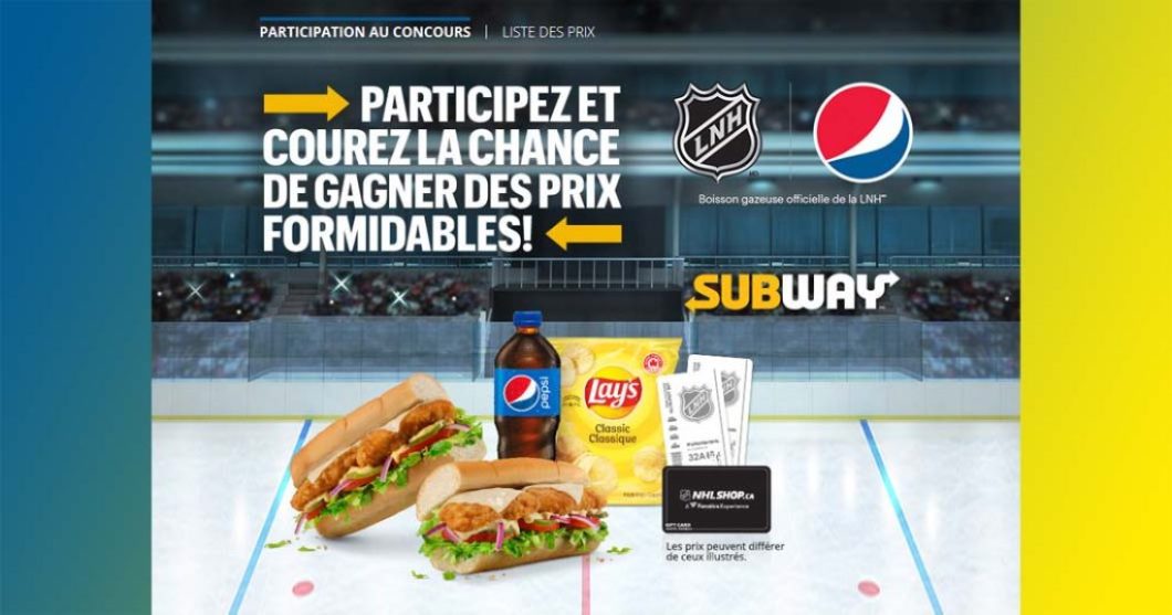 Concours Pepsi et LNH chez Subway