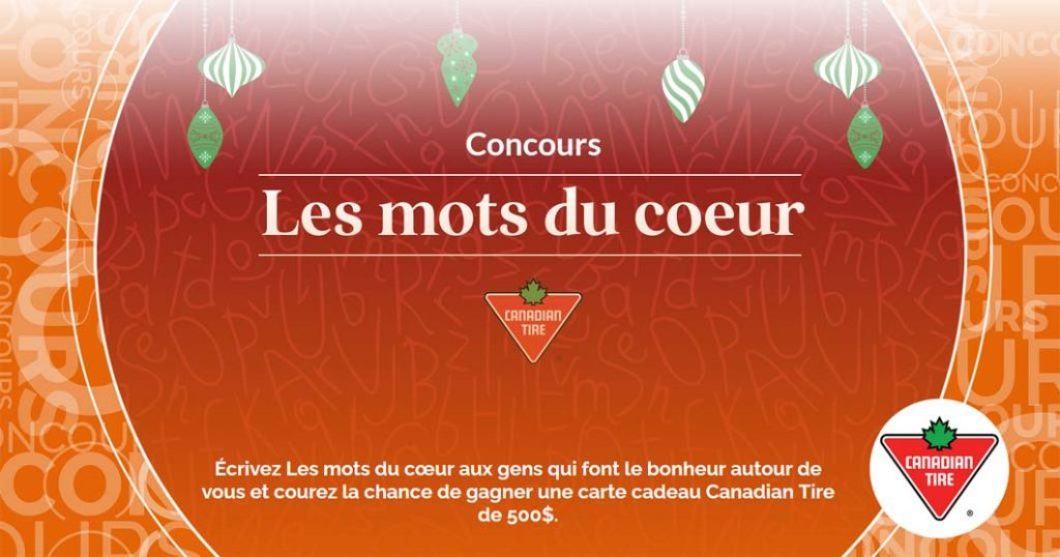 Concours SB Privilèges et Canadian Tire Les mots du cœur