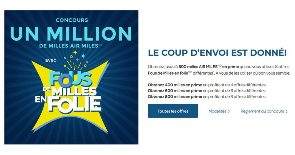 Concours Un million de Milles Air Miles