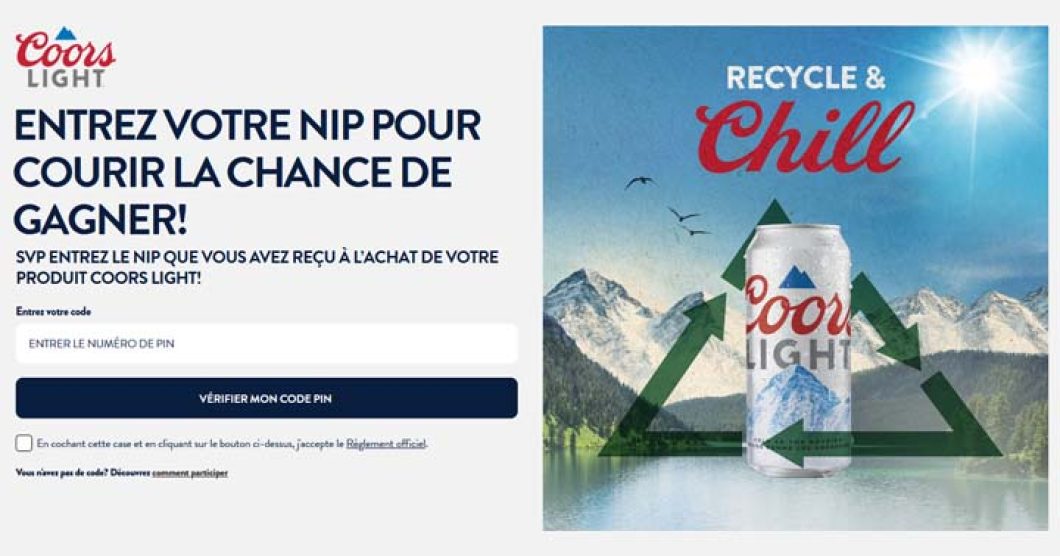 Concours Coors Light Recycle et prends ça chill