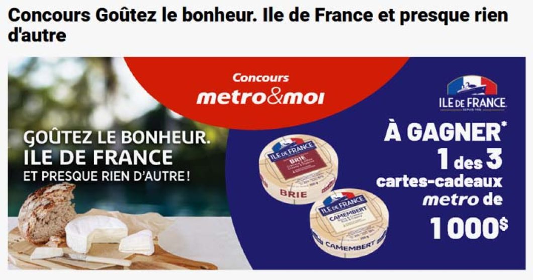 Concours Metro Goûtez le bonheur Île de France et presque rien d’autres