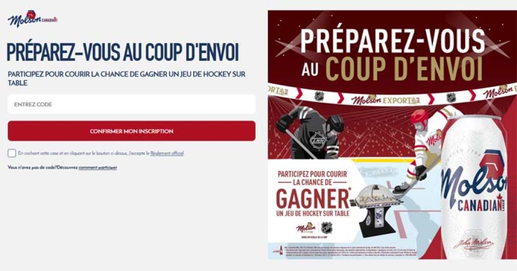Concours Jeu de hockey d'arcade sous bulle de Molson Canadian et Export