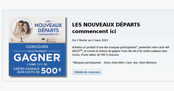 Concours Jean Coutu Les nouveaux départs commencent ici