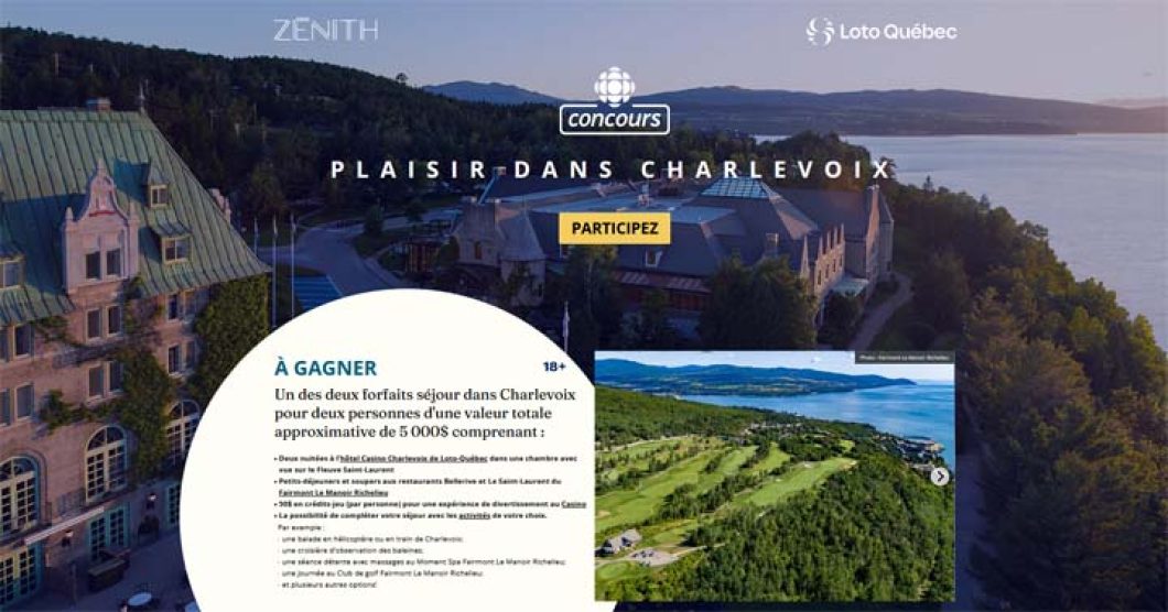 Concours Radio-Canada Zénith Plaisir dans Charlevoix