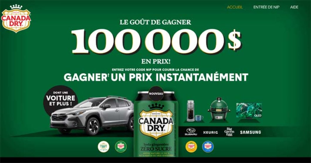 Concours Canada Dry Le goût de gagner 100 000 $