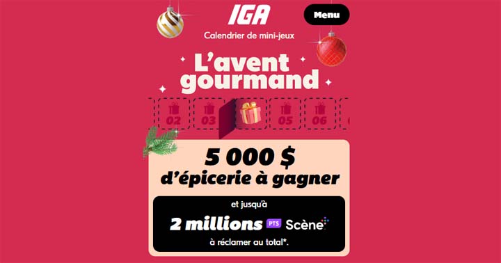 Jeu concours IGA Calendrier de l’Avent