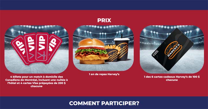 Comment participer au concours Harvey’s Le trio gagnant