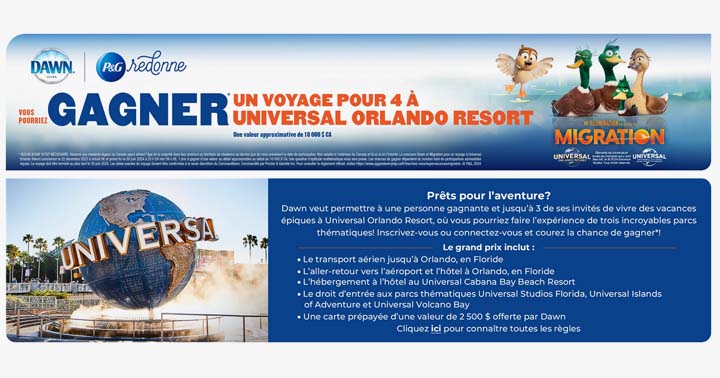 Concours Dawn et Migration Universal Orlando