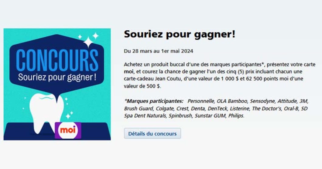 Concours Jean Coutu Souriez pour gagner