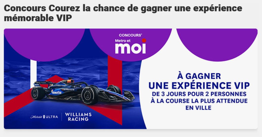 Concours Metro expérience VIP F1 Montréal