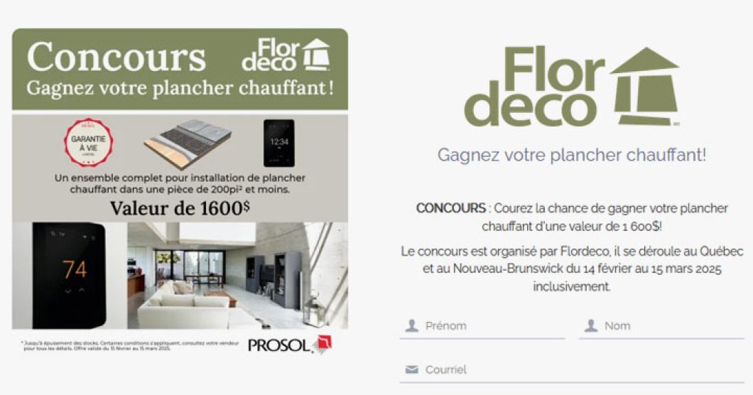 Concours Flordeco - Gagner votre plancher chauffant