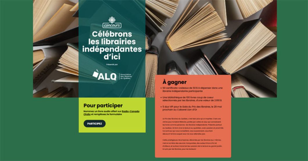 Concours Radio-Canada - Célébrons les librairies indépendantes d'ici
