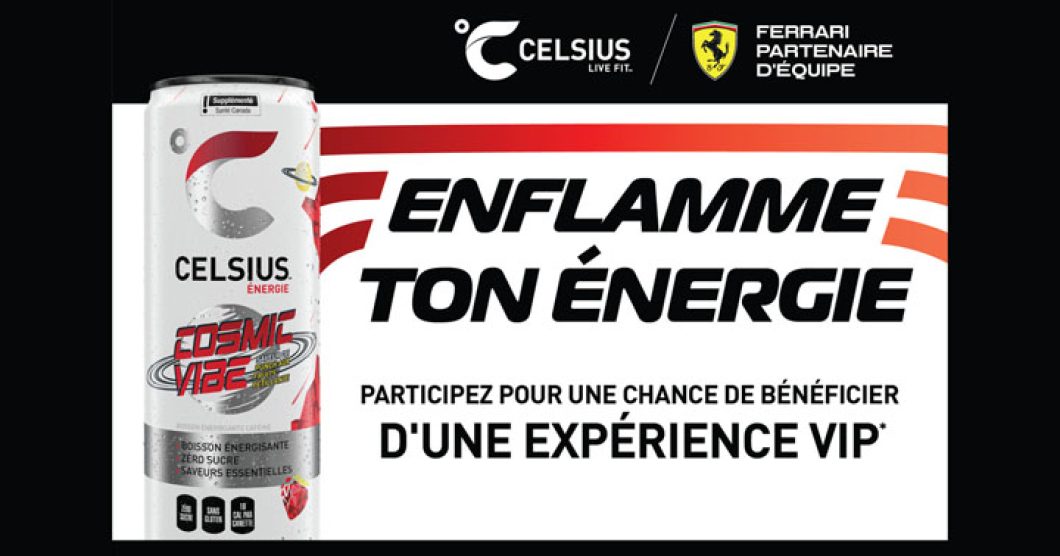 Concours de course automobile et de boissons énergétiques Celsius Live Fit