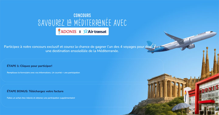 Concours Savourez la Méditerranée avec Adonis et Air Transat