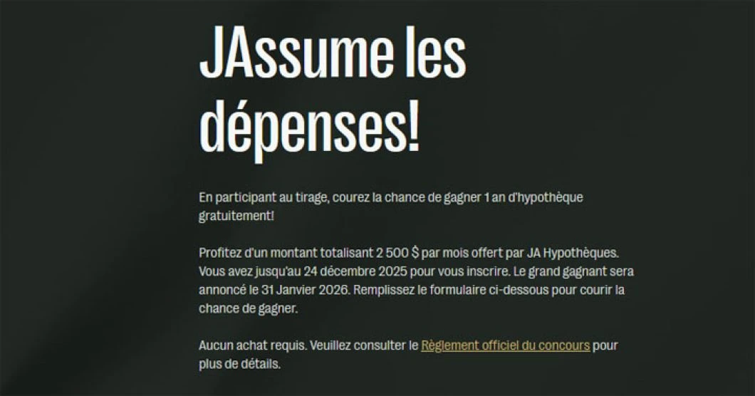 Concours JA Hypothèques - JAssume les dépenses